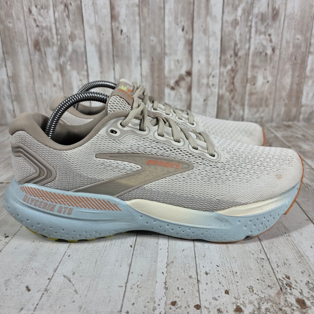 Brooks Glycerin GTS 21 Womens Running Shoes 11 Cream Blue 1204091B195